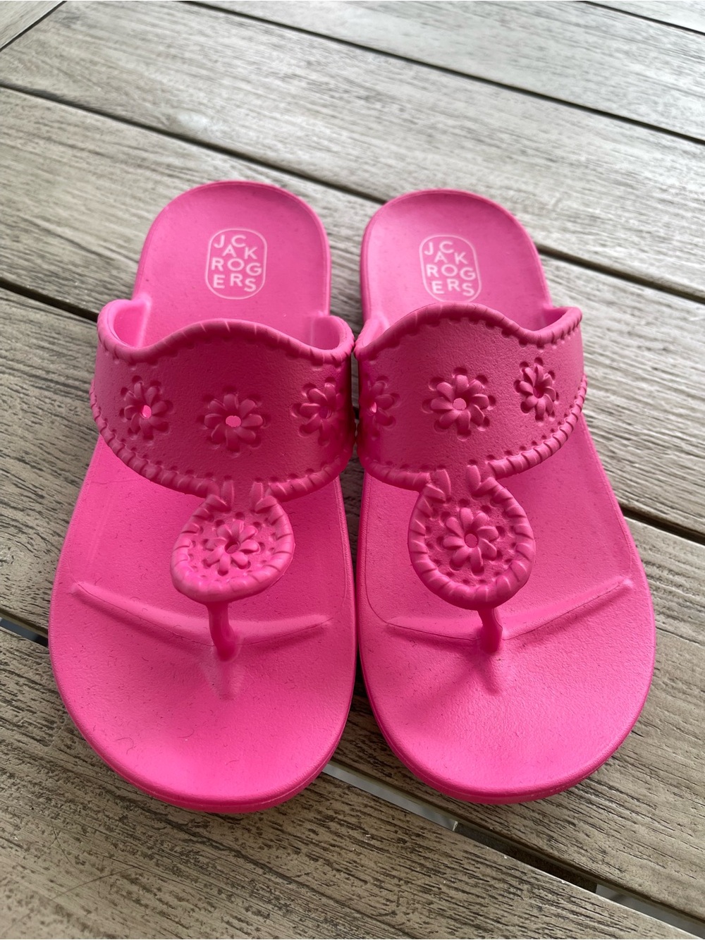 Jack Rogers Jacks Beach Fuchsia Pink Waterproof Thong Sandals Size 9 NWOT